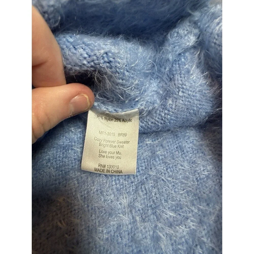 Show Me Your Mumu Cozy Forever Sweater Blue Fuzzy V-Neck XS - Picture 7 of 9
